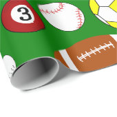 Papier Cadeau Boules de sport (Coin rond)