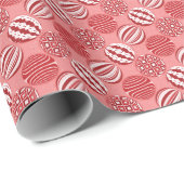 Papier Cadeau Boules de tons rouges roses ornements enveloppant (Coin rond)