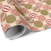 Papier Cadeau Boules de tons traditionnels ornements enveloppant (Coin rond)
