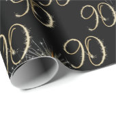 Papier Cadeau Boules d'or pour 90e anniversaire (Coin rond)