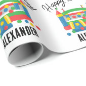 Papier Cadeau Bounce House Jumping Castle Ball Nom des enfants (Coin rond)