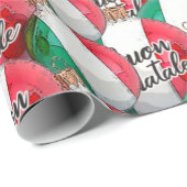 Papier Cadeau Bouon Natale Drapeau Italien Ornements (Coin rond)