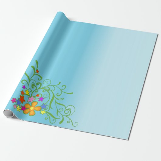 Papier Cadeau Bouquet Bleu (Déroulé)