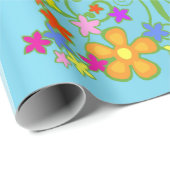 Papier Cadeau Bouquet Bleu (Coin rond)