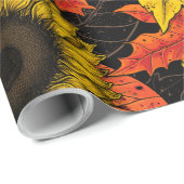 Papier Cadeau Bouquet d'automne noir (Coin rond)