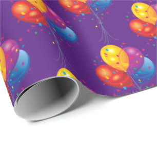 Papier Cadeau bouquet de ballon d'anniversaire sur violet