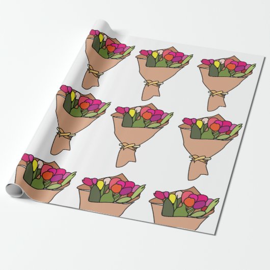 Papier Cadeau Bouquet De Fleurs (Déroulé)