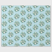 Papier Cadeau Bouquet de fleurs de jasmin blanc sur bleu (Plat)