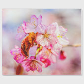 Papier Cadeau Bouquet De Fleurs De Sakura Rose (Plat)