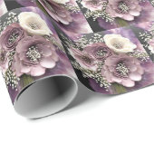 Papier Cadeau Bouquet de fleurs mauve avec souffle de bébé (Coin rond)