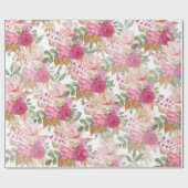 Papier Cadeau Bouquet De Fleurs Moelleux Pastel (Plat)