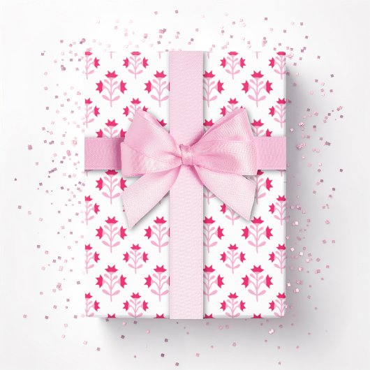 Papier Cadeau Bouquet de fleurs rose