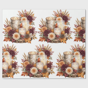 Papier Cadeau Bouquet de fleurs rustique à la bougie d'automne