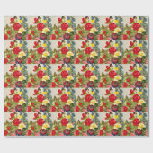 Papier Cadeau Bouquet de fleurs vintages aux papillons (Plat)