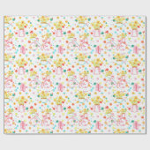 Papier Cadeau Bouquet de jonquilles de Pâques et vélo (Plat)