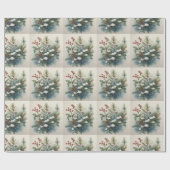 Papier Cadeau Bouquet de la nature de Noël avec Holly Berry (Plat)