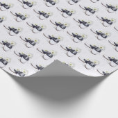 Papier Cadeau bouquet de marguerite en selle noir et blanc (Coin)