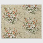 Papier Cadeau Bouquet de marguerites sauvages à l'aquarelle vint (Plat)