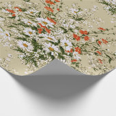 Papier Cadeau Bouquet de marguerites sauvages à l'aquarelle vint (Coin)