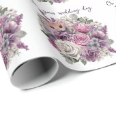 Papier Cadeau Bouquet de mariage de roses lavande roses violette (Coin rond)