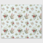 Papier Cadeau Bouquet de Noël avec canneberge (Plat)