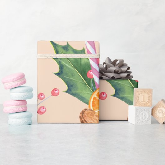 Papier Cadeau Bouquet de Noël Brûlé Orange Barry (Baby Shower)