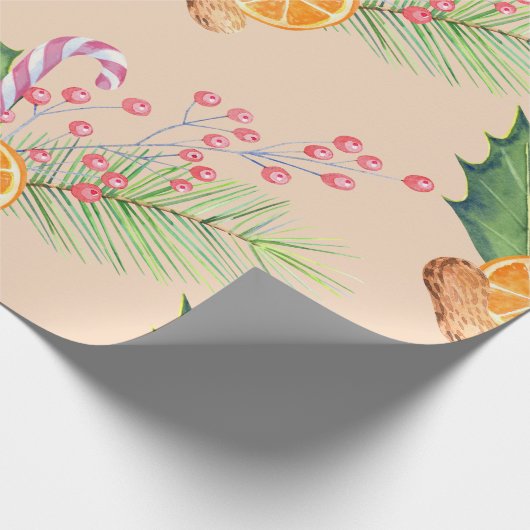 Papier Cadeau Bouquet de Noël Brûlé Orange Barry (Coin)