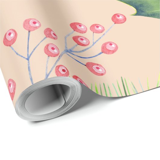 Papier Cadeau Bouquet de Noël Brûlé Orange Barry (Coin rond)