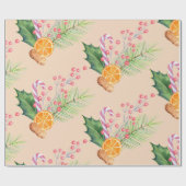 Papier Cadeau Bouquet de Noël Candy Barry Orange Brûlé (Plat)