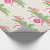 Papier Cadeau Bouquet de Noël d'aquarelle d'aquarelle (Coin)