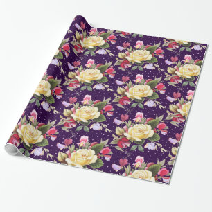 Papier Cadeau Bouquet de pois doux rose rose vintage violet
