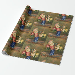 Papier Cadeau Bouquet de roses roses vintage Renoir dans un vase