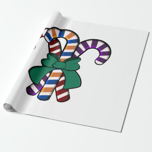 Papier Cadeau Bouquet de sucres de canne - ruban vert
