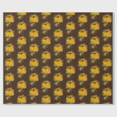 Papier Cadeau bouquet de tournesol marron (Plat)