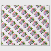 Papier Cadeau Bouquet d'hortensia bleu rose violet élégant (Plat)