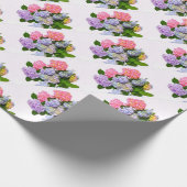 Papier Cadeau Bouquet d'hortensia bleu rose violet élégant (Coin)