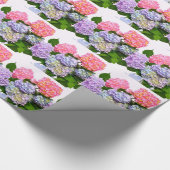 Papier Cadeau Bouquet d'Hydrangea, à fleurs roses, à fleurs viol (Coin)