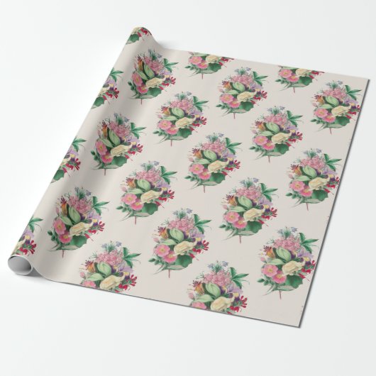 Papier Cadeau Bouquet floral (Déroulé)