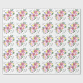 Papier Cadeau Bouquet floral Rose personnalisé de et vers (Plat)