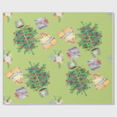 Papier Cadeau Bouquet Jouets de Noël Bouquet Cadeaux Orange Brûl (Plat)