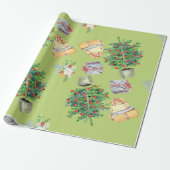 Papier Cadeau Bouquet Jouets de Noël Bouquet Cadeaux Orange Brûl (Déroulé)