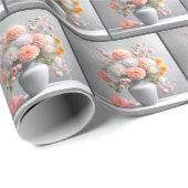 Papier Cadeau Bouquet Peach and White Dahlia (Coin rond)