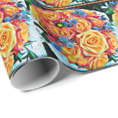 Papier Cadeau Bouquet Pop Art (Coin rond)