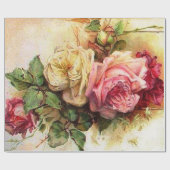 Papier Cadeau Bouquet rose de cru (Plat)