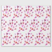 Papier Cadeau Bouquets de coeur aquarelle Saint-Valentin (Plat)