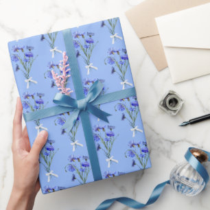 Papier Cadeau Bouquets de fleurs bleues
