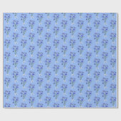 Papier Cadeau Bouquets de fleurs bleues (Plat)