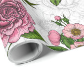 Papier Cadeau Bouquets d'été (Coin rond)