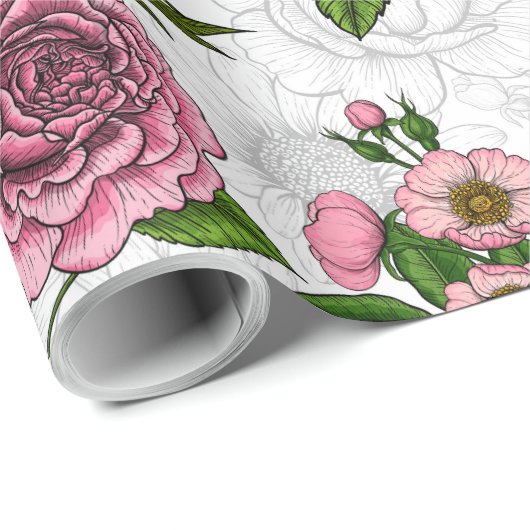 Papier Cadeau Bouquets d'été (Coin rond)