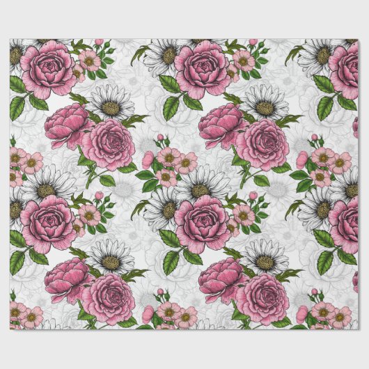 Papier Cadeau Bouquets d'été (Plat)